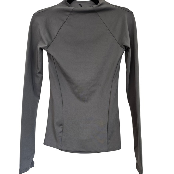 🆕️*NWT* Pull&Bear Gray Mock Neck Long Sleeve Thumb Hole Top Cut Out Back Size M - Picture 1 of 8